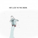 A small boy, lost in the snow?