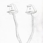 pencil sketch of two electrical plugs